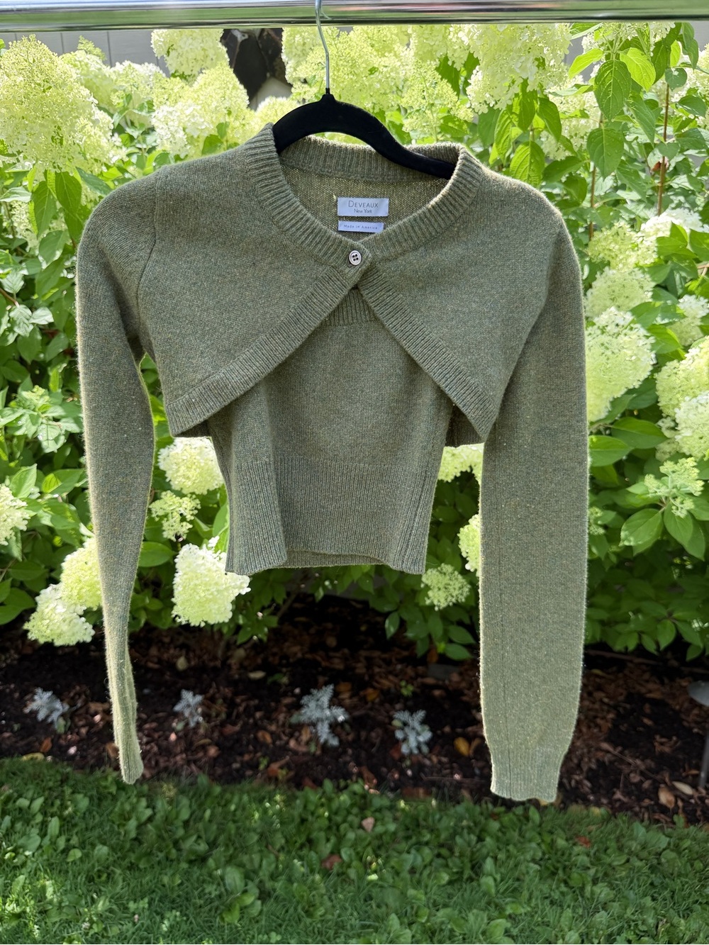 Deveaux Olive Green Cropped Bolero Cardigan